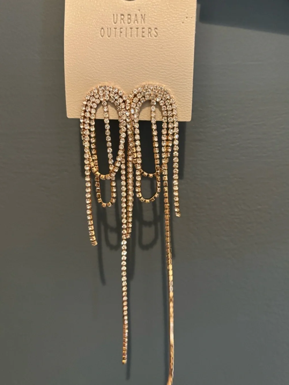 Urban Outfitters Gold-tone Rhinestone Cascade Earrings NWT